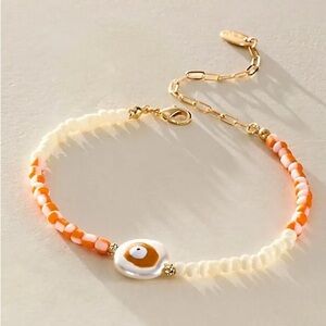 FREE PEOPLE Beaded Anklet with Faux Pearl